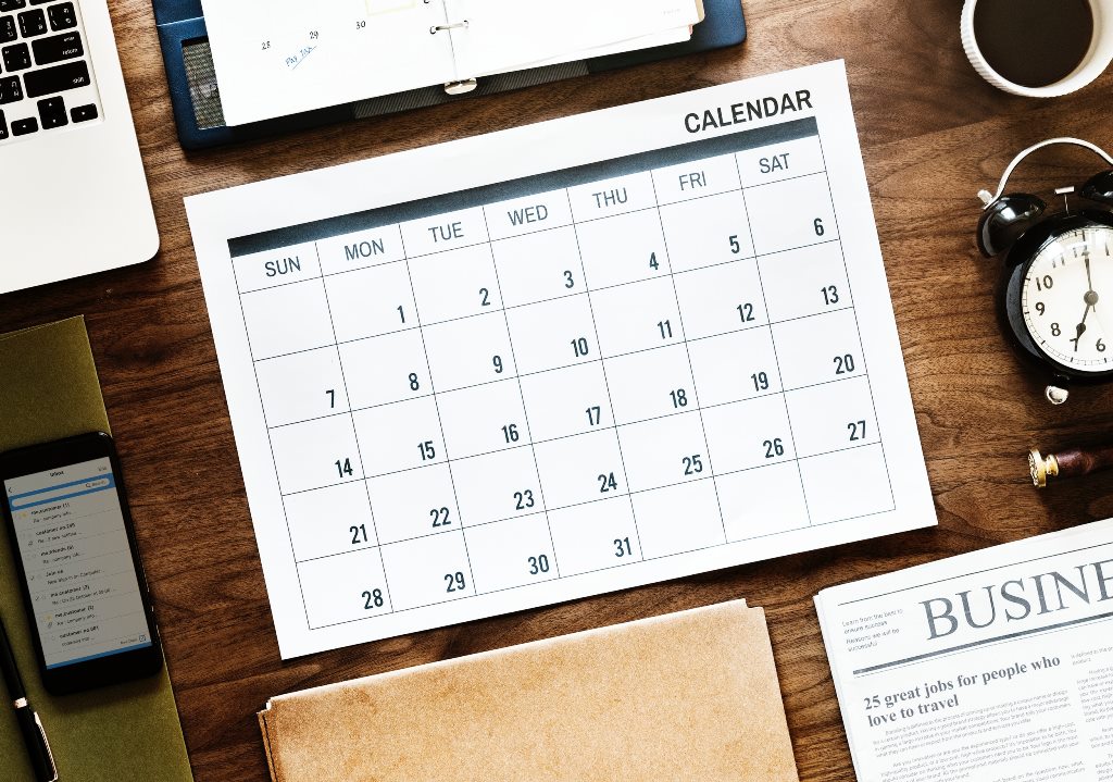  calendar on a table
